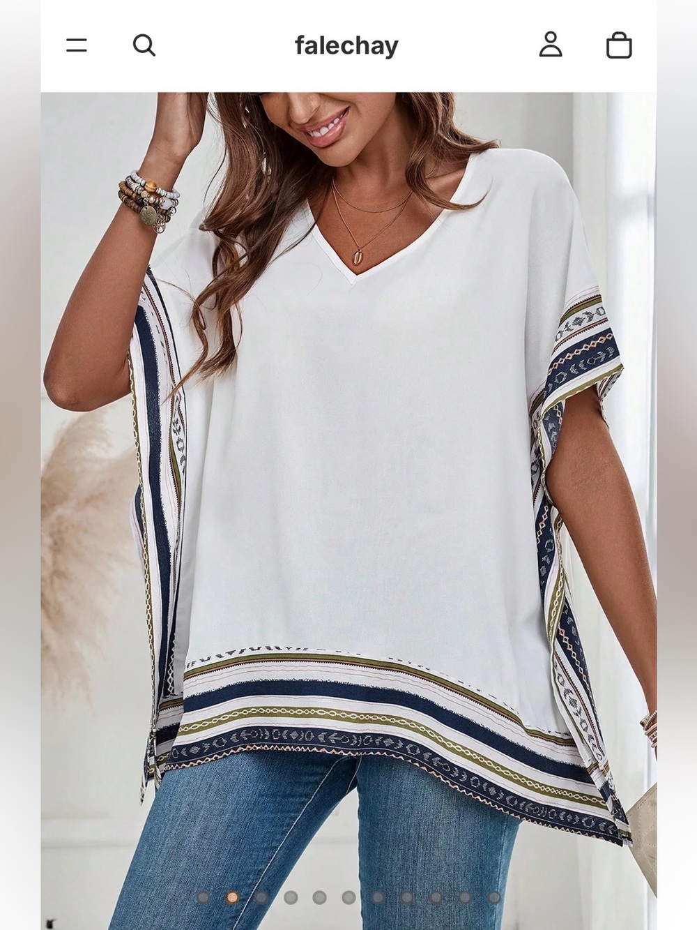 Women's Casual V Neck Floral Tops Batwing Sleeve Blouse Loose Fitting Shirts